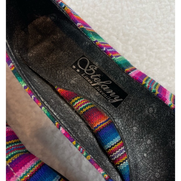 (NWOT) STEFANY • Peruvian Rainbow Striped Fabric Rounded Toe Ballet Flats - Picture 15 of 16